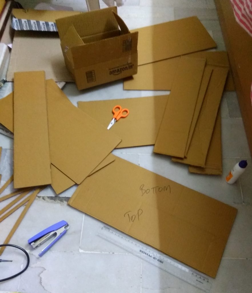 cutting the box into peices